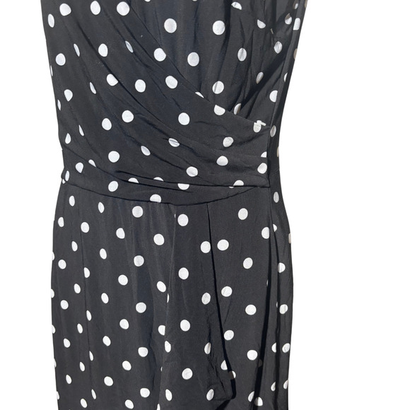 Lauren Ralph Lauren Dress Sz 12 Polka Dot Wrap Chiffon Sheer Holiday Party EUC - Picture 9 of 10